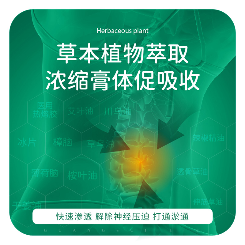 修正艾草腰椎贴-浓缩膏体 草本植物 肌层渗透 直达痛点-1盒10贴 买2盒+送1盒 共30贴