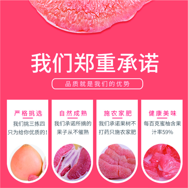 正宗平和 三红蜜柚|皮薄肉厚 肉嫩汁多 酸甜可口 维C多多|黄金比例酸甜2/8 精选两枚果 4.5-5斤 彩箱装