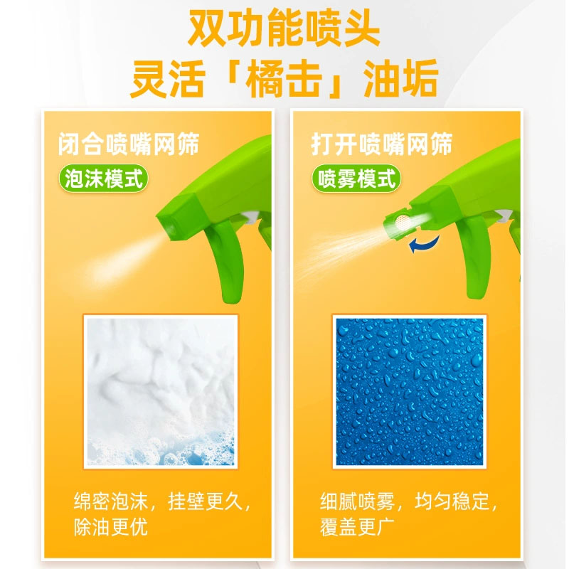 水卫士 厨房重油污净|天然植萃 快速溶解 不伤厨具 高效除菌 清香祛味|渗透配方 一喷即净 5瓶装